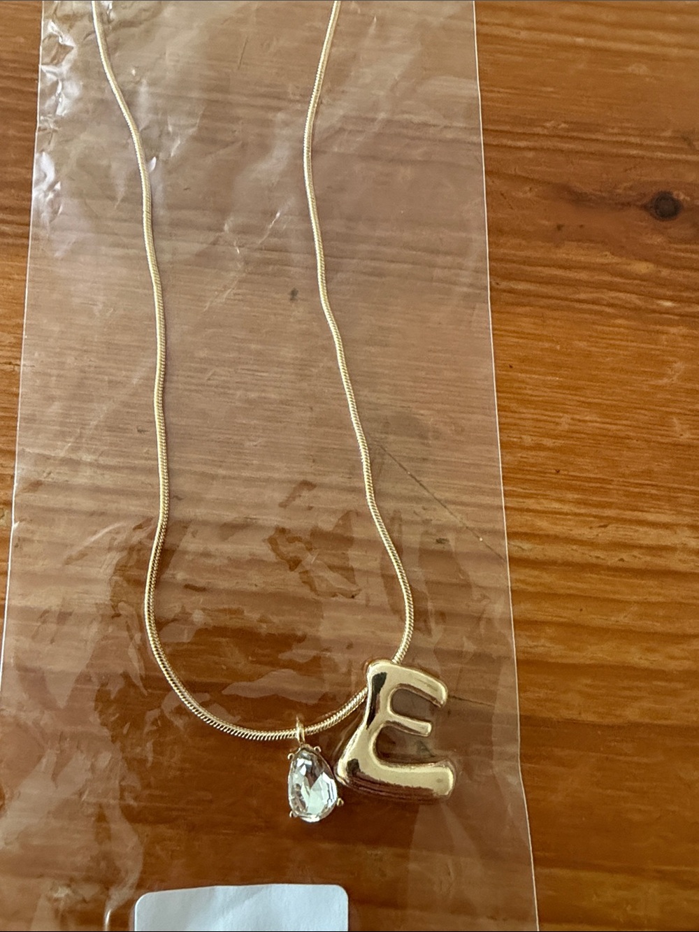 Gold Bubble Initial Crystal Pear Necklace (7221) - Picture 2 of 2